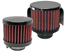 AIRAID makes a variety of chrome top or rubber top breather filters with clamp-on, push-on and screw-on mounting options that are also washable and reusable SynthaFlow air filters 