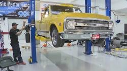 Scudellari at the Tech Center with the C10 on the lift